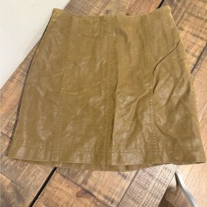 Free People Tan Leather Mini Skirt